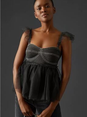 Pilcro Black Striped Elastic Waist Skirt